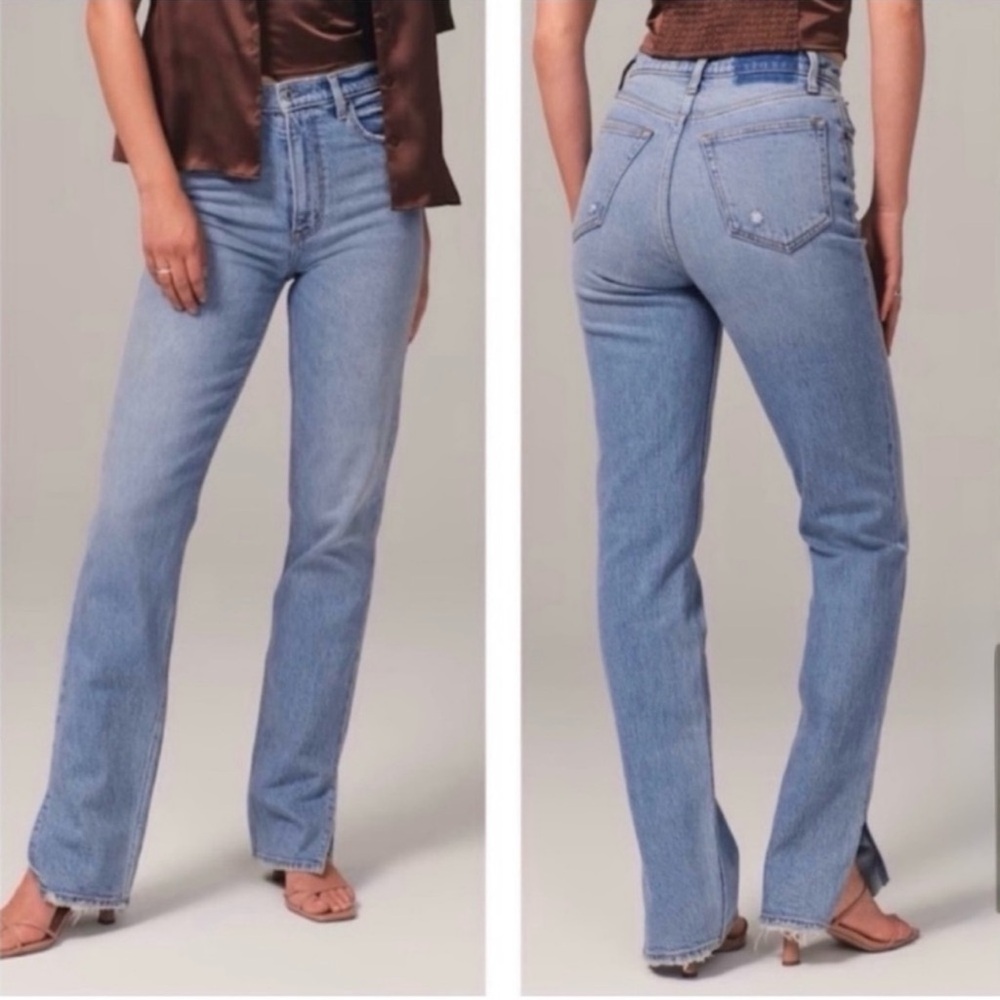Abercrombie & Fitch 90s Straight Ultra High Rise Side Slit Jeans - size 10 Long